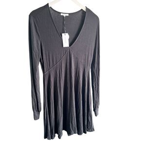 Z Supply Babydoll Dress Small Black Ribbed Witchy Y2K Goth Soft 90s Minimalist